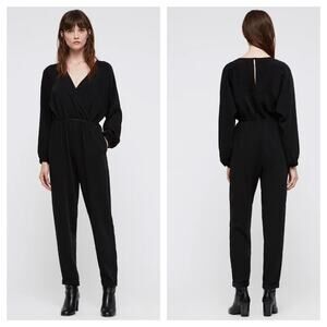 Allsaints Molli Black Jumpsuit Long Sleeve